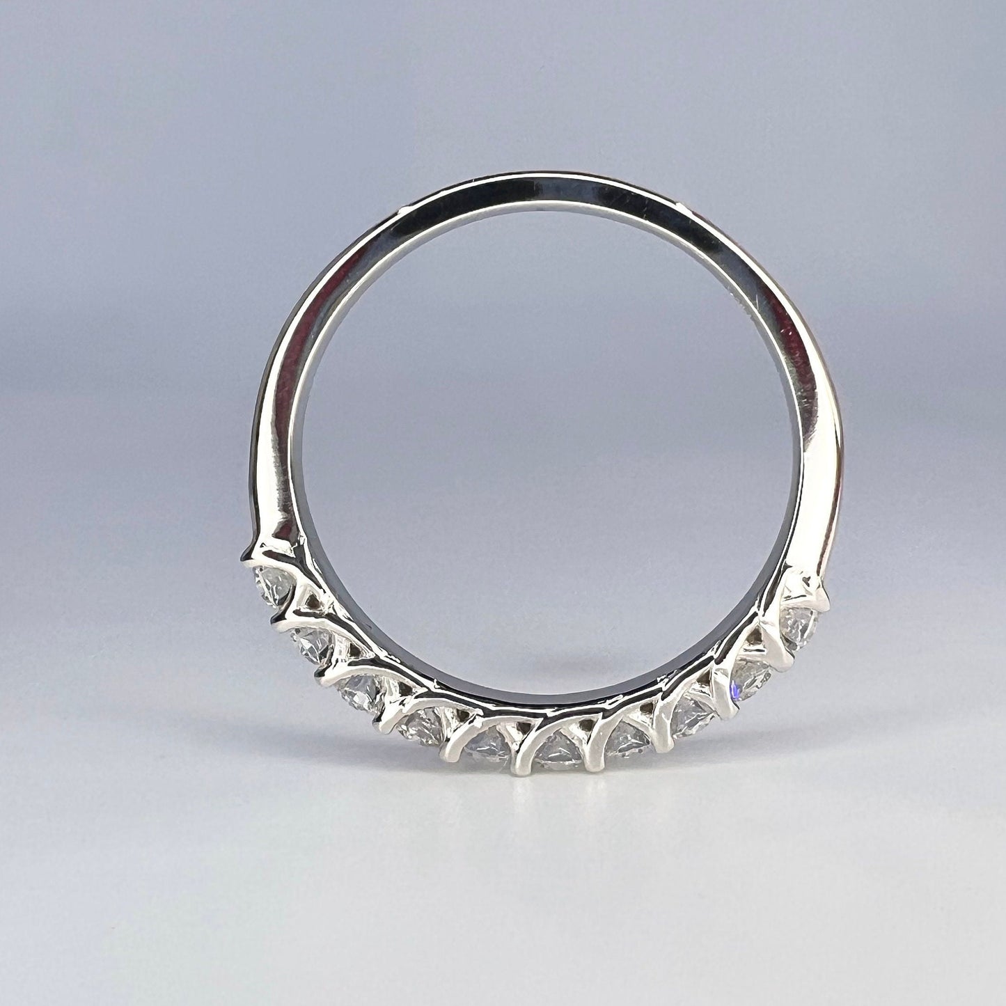 Diamond Wedding Band / Round Diamond Anniversary Band / 14K White Gold Ring / #6440