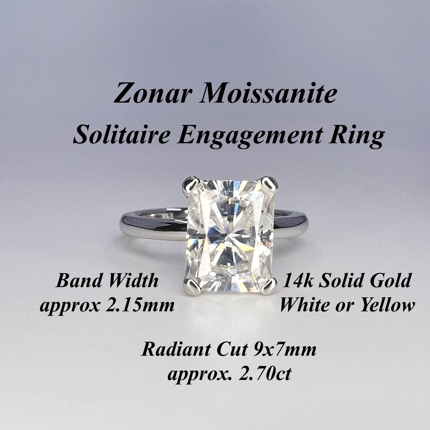 Radiant Cut Moissanite Engagement Ring 14K Gold Solitaire | Radiant Cut Ring | Moissanite Solitaire Wedding Promise Anniversary Ring |  8239