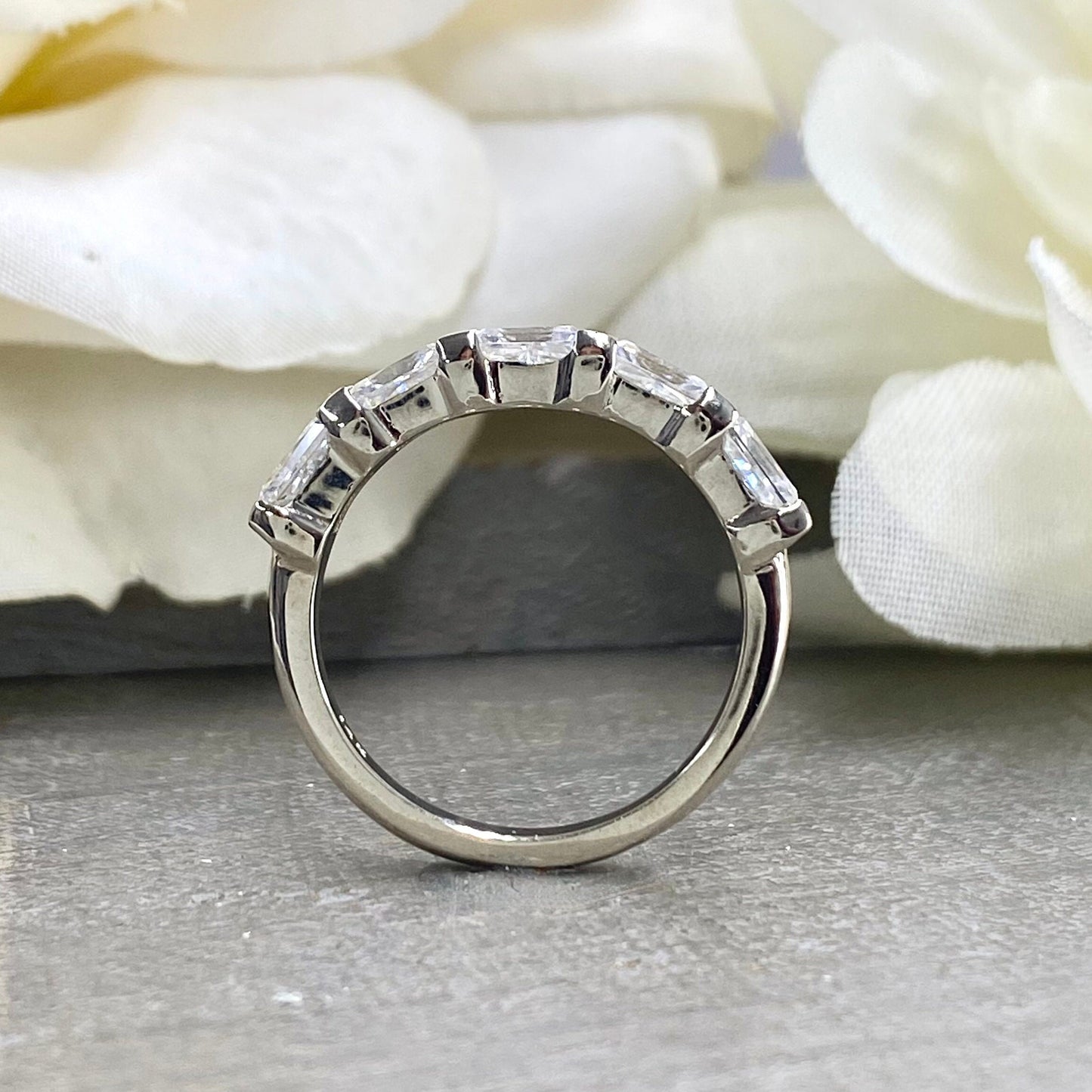 Lab grown diamond stacking wedding band, half eternity diamond matching wedding band solid gold, lab created diamond anniversary band