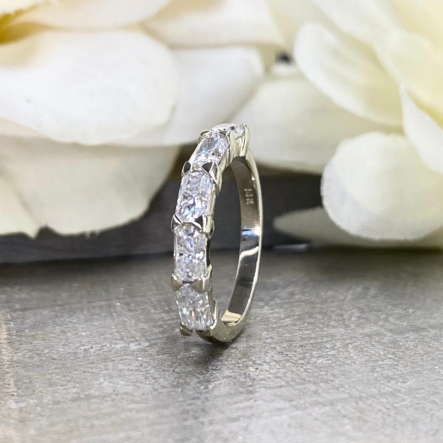 Lab grown diamond stacking wedding band, half eternity diamond matching wedding band solid gold, lab created diamond anniversary band