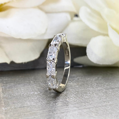 Lab grown diamond stacking wedding band, half eternity diamond matching wedding band solid gold, lab created diamond anniversary band