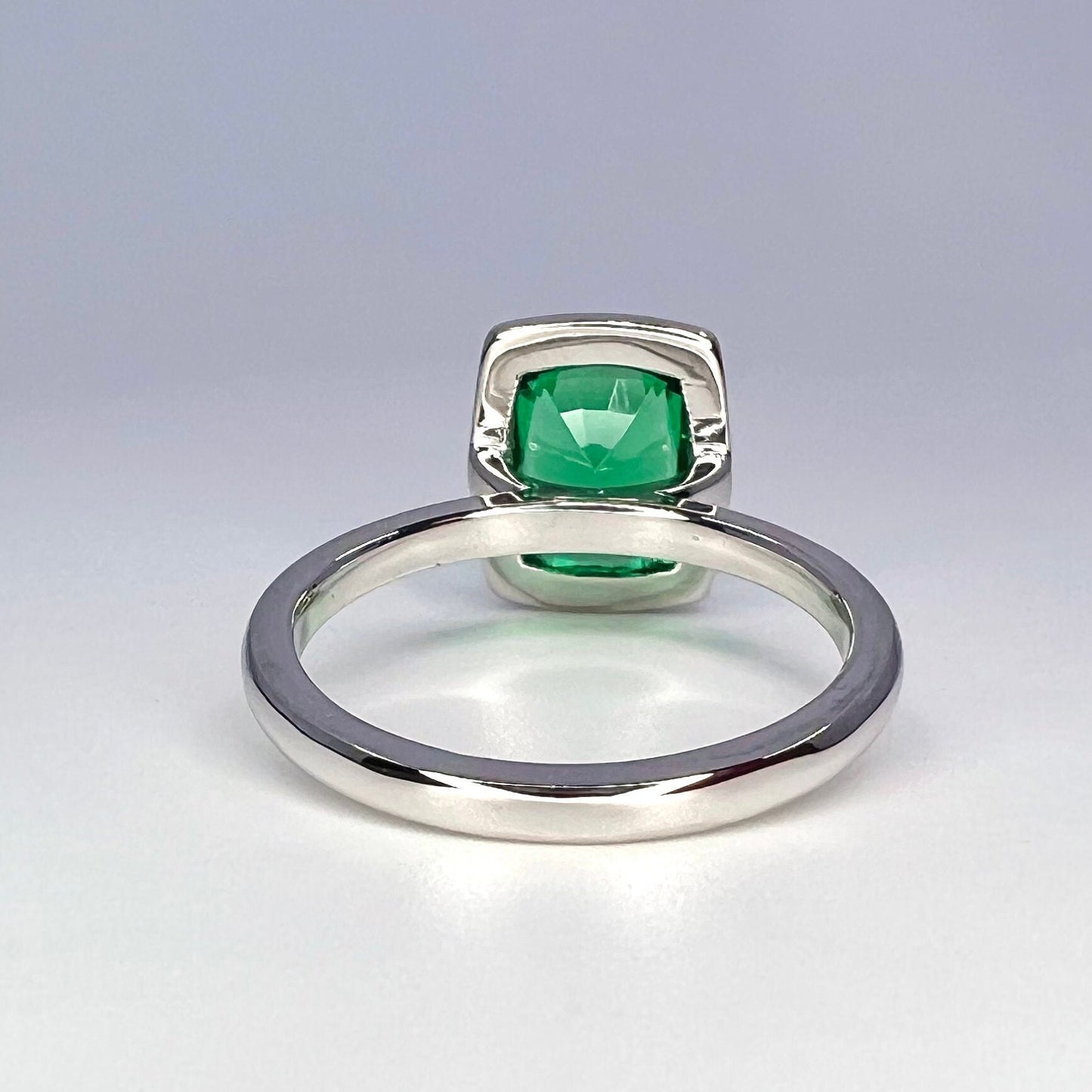 Emerald elongated cushion cut engagement ring, bezel set emerald ring, 2.50ctw, 14k yellow gold #5956