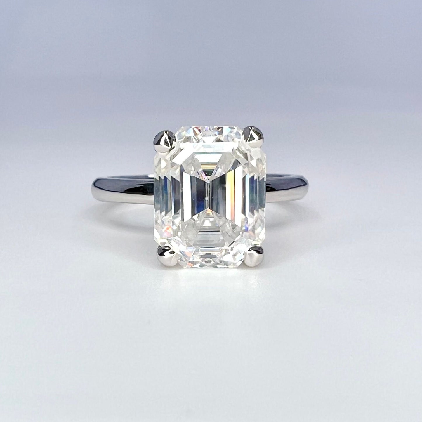 Moissanite solitaire engagement ring 14k solid gold, Emerald cut moissanite wedding ring, emerald moissanite handmade ring for women, #8103