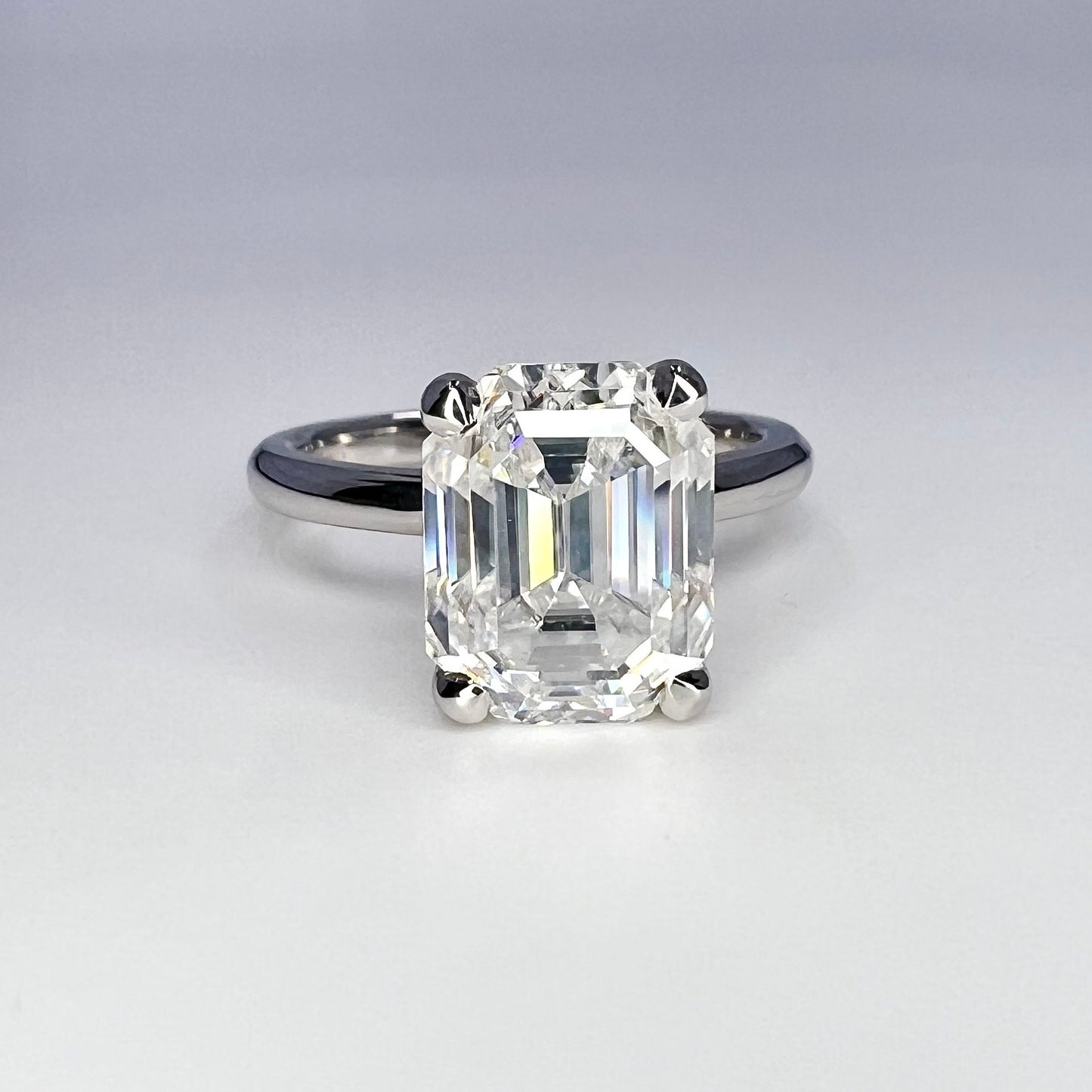 Moissanite solitaire engagement ring 14k solid gold, Emerald cut moissanite wedding ring, emerald moissanite handmade ring for women, #8103