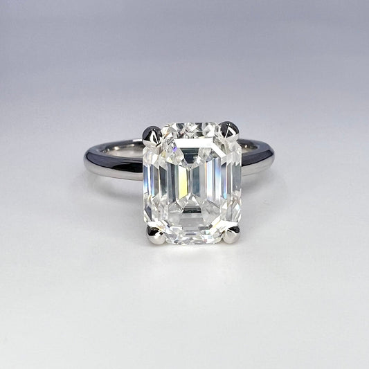 Moissanite solitaire engagement ring 14k solid gold, Emerald cut moissanite wedding ring, emerald moissanite handmade ring for women, #8103