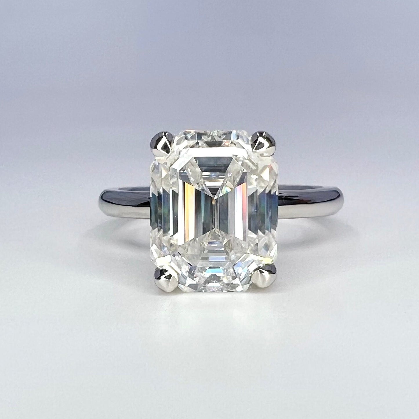 Moissanite solitaire engagement ring 14k solid gold, Emerald cut moissanite wedding ring, emerald moissanite handmade ring for women, #8103
