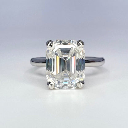 Moissanite solitaire engagement ring 14k solid gold, Emerald cut moissanite wedding ring, emerald moissanite handmade ring for women, #8103
