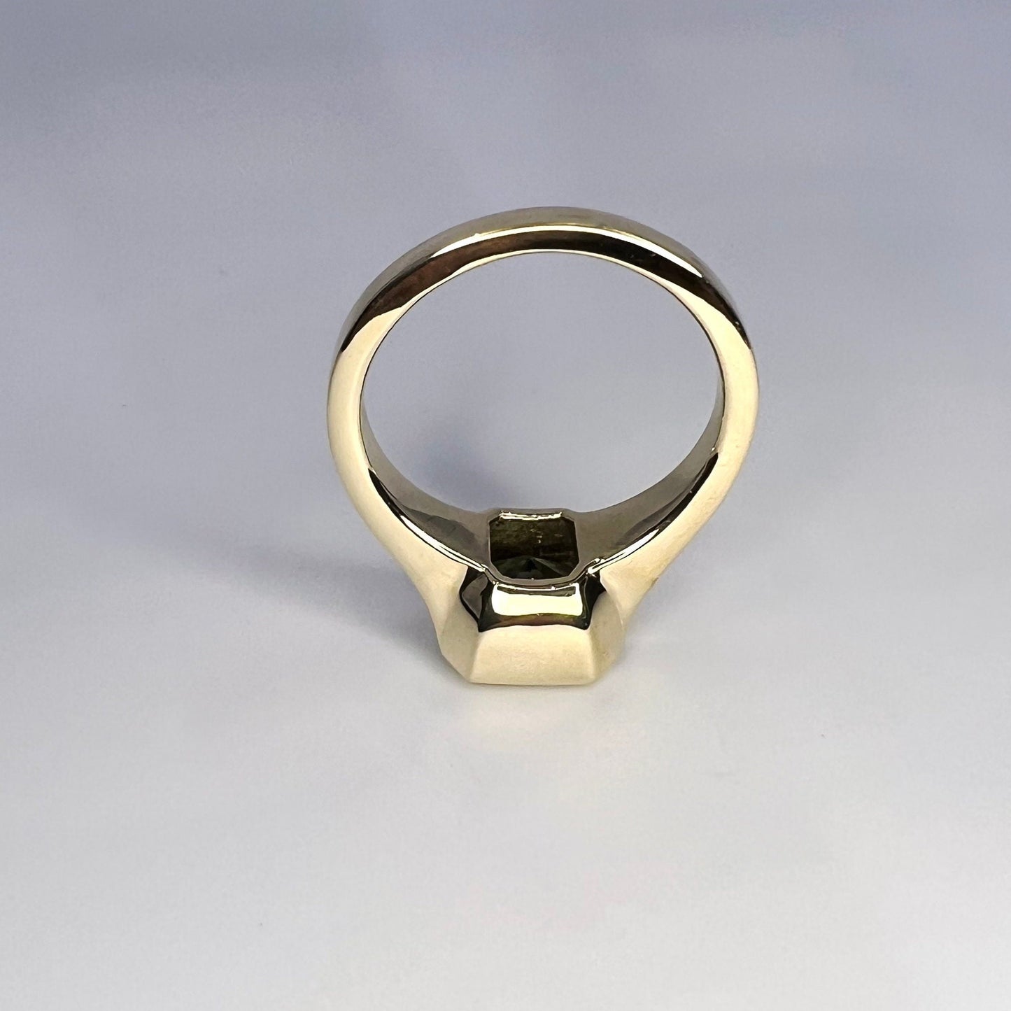 Bezel Set olive green sapphire engagement ring 14k solid gold | Half bezel green sapphire solitaire wedding ring | Promise ring