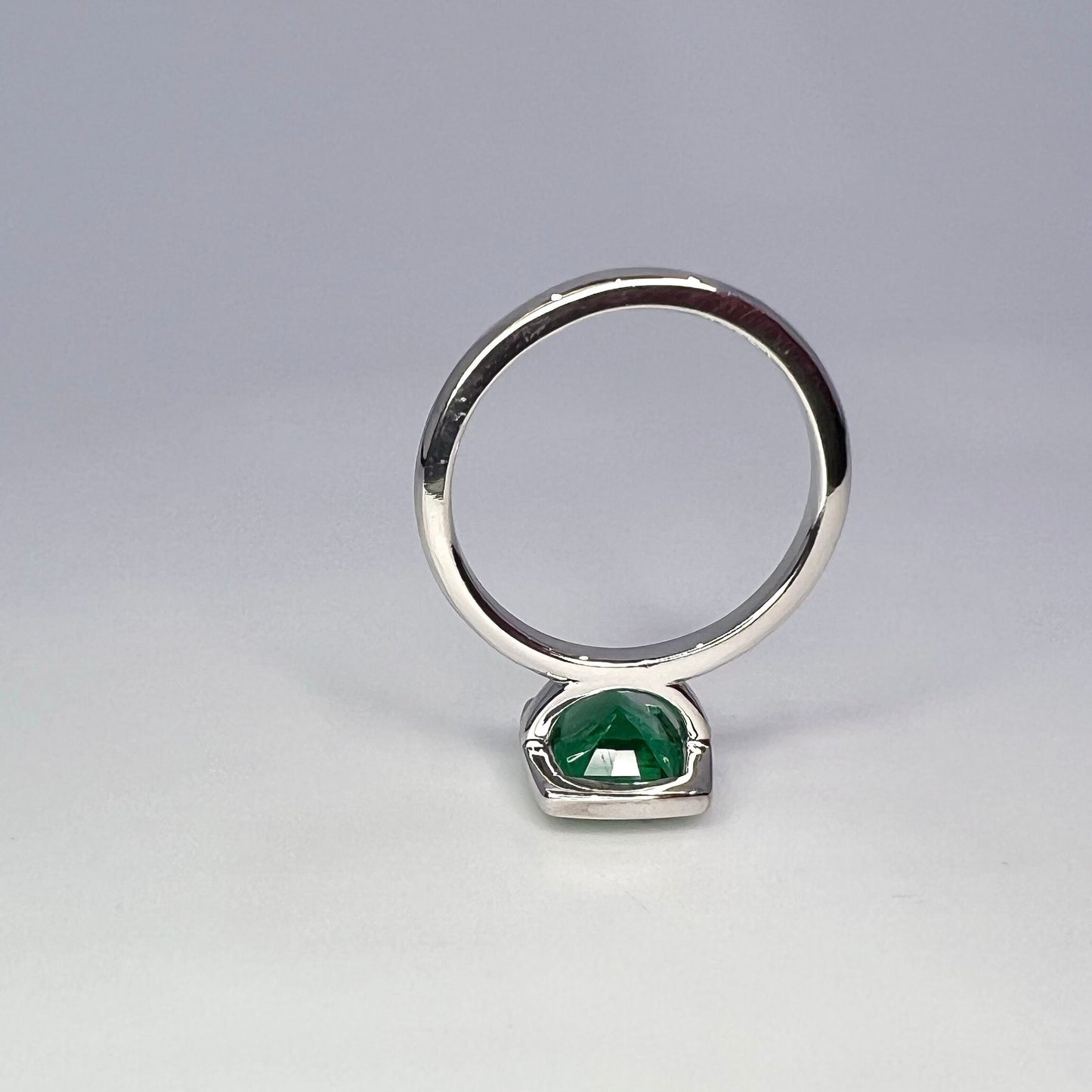 Emerald elongated cushion cut engagement ring, bezel set emerald ring, 2.50ctw, 14k yellow gold #5956