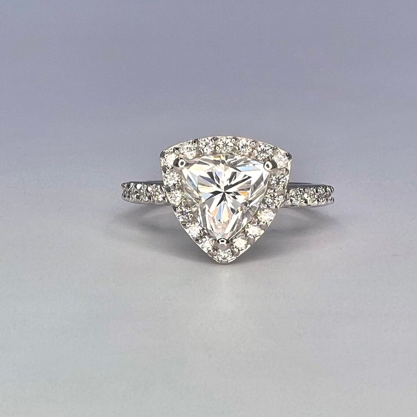 Moissanite Engagement Rings 14k Solid Gold Trillion Cut For Women, Vintage Bridal Promise Ring Solitaire Moissanite Halo Wedding Ring  #7177