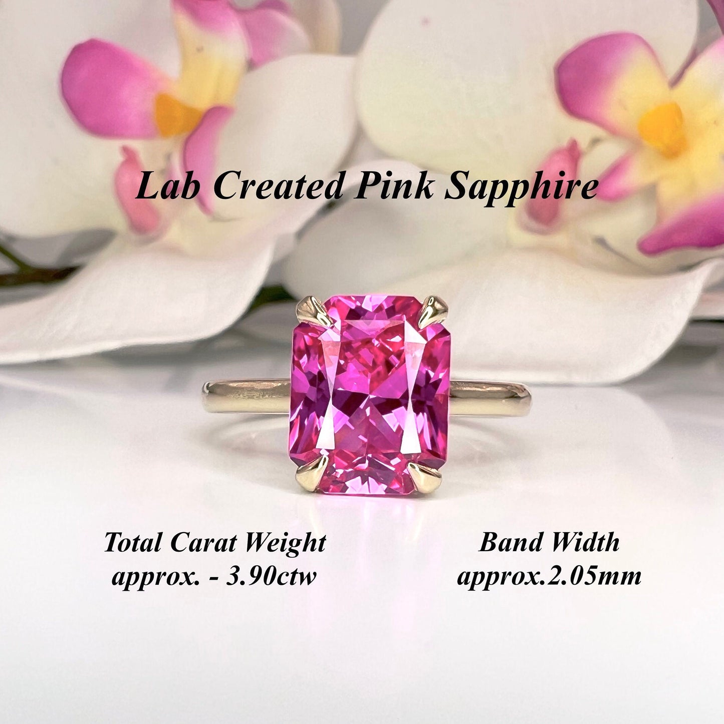 Radiant Cut Pink Sapphire Solitaire Engagement Ring, 14k Yellow Gold Pink Sapphire Birthstone Ring For Ladies, Solitaire Sapphire Ring #6419