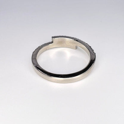 Black Diamond Stacking Band 14K Solid Gold, Bypass Diamond Ring, Black Diamond Band, Dainty Diamond Wedding Band, Diamond Ring Women
