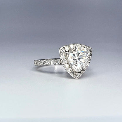 Moissanite Engagement Rings 14k Solid Gold Trillion Cut For Women, Vintage Bridal Promise Ring Solitaire Moissanite Halo Wedding Ring  #7177