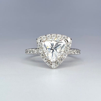 Moissanite Engagement Rings 14k Solid Gold Trillion Cut For Women, Vintage Bridal Promise Ring Solitaire Moissanite Halo Wedding Ring  #7177