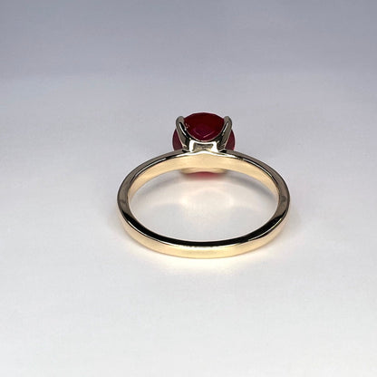 Round Rose Cut Ruby Solitaire Engagement Ring Yellow Gold Ruby Solitaire Ring July Birthstone Ring Unique Vintage Anniversary Rings   #7426