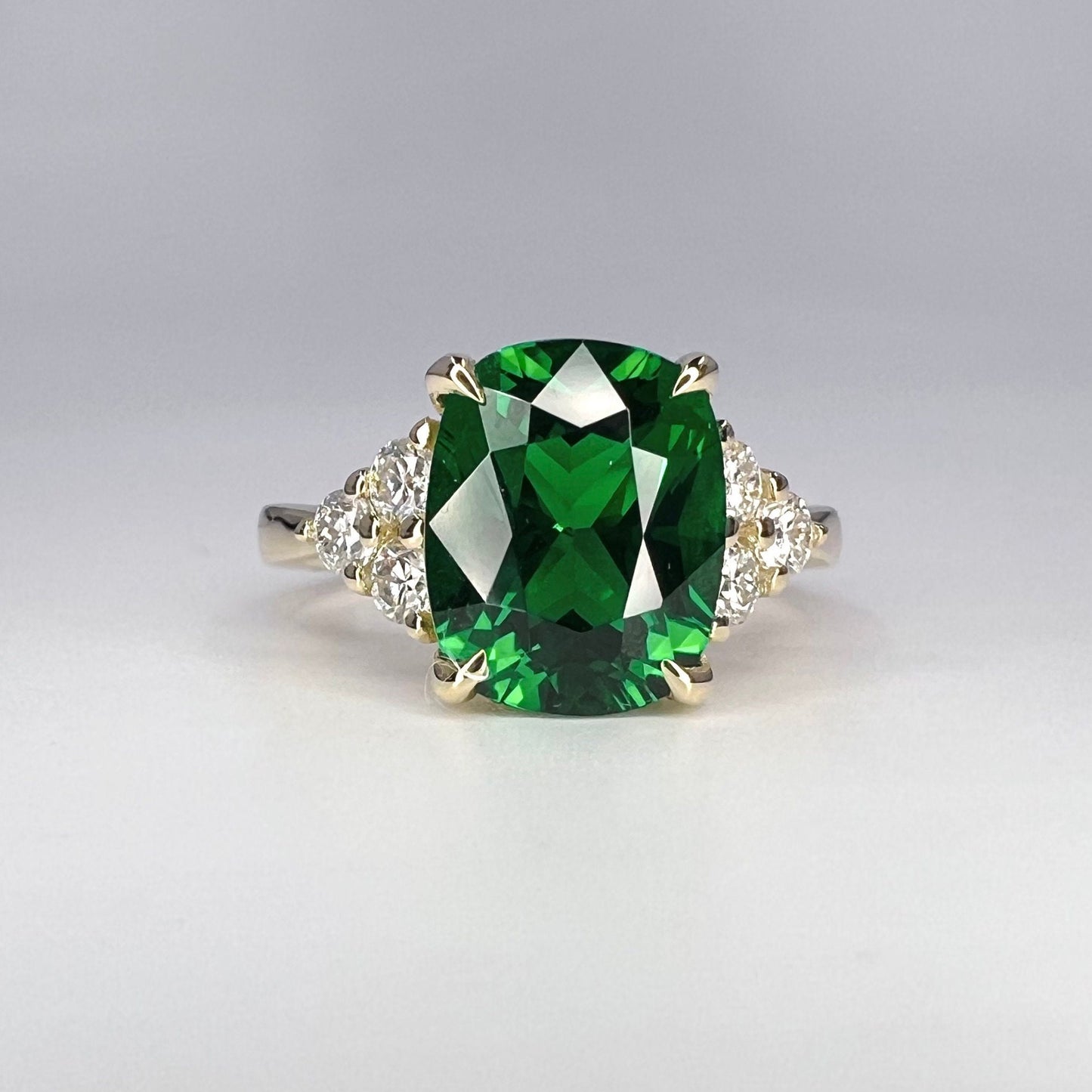 Emerald Engagement Ring, May Birthstone Ring, Elongated Cushion Cut Emerald Ring, Emerald Wedding Ring, Emerald Anniversary Ring,  #6650