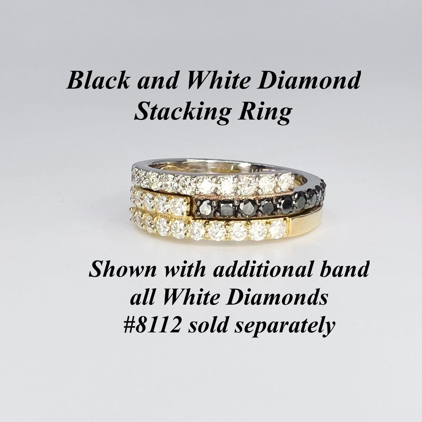 Black Diamond Stacking Band 14K Solid Gold, Bypass Diamond Ring, Black Diamond Band, Dainty Diamond Wedding Band, Diamond Ring Women