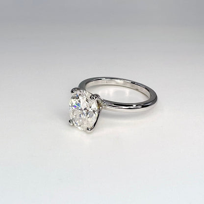 2 CTW Oval Cut Lab Grown Diamond Engagement Ring in 14K Solid Gold, Lab Created Diamond Solitaire Wedding Ring, Simple Diamond Ring