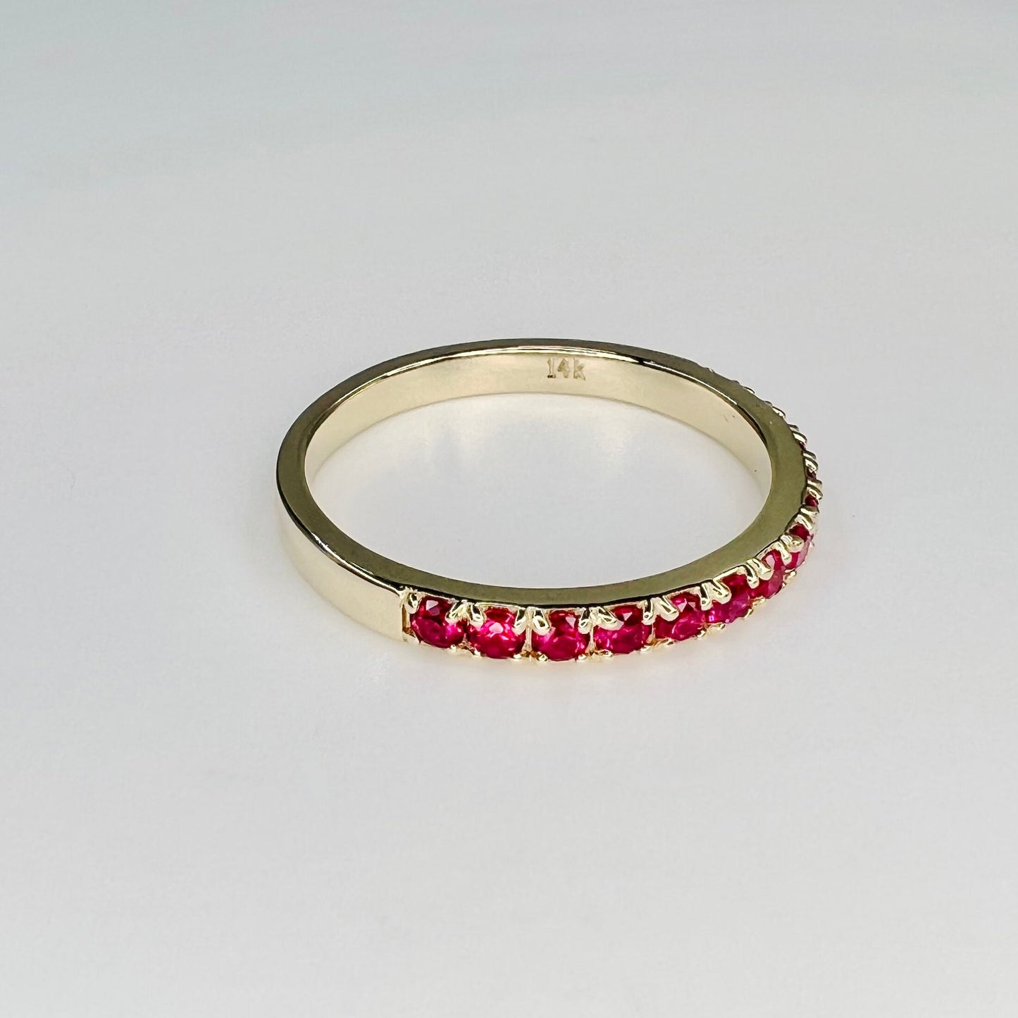 Ruby Wedding Band 14K Yellow Gold, Ruby Stacking Band, Minimalist Ruby Band, Dainty Wedding Band, Simple Band For Her, July Birthstone #5899