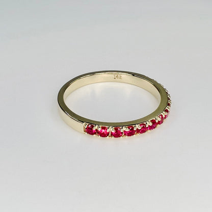 Ruby Wedding Band 14K Yellow Gold, Ruby Stacking Band, Minimalist Ruby Band, Dainty Wedding Band, Simple Band For Her, July Birthstone #5899