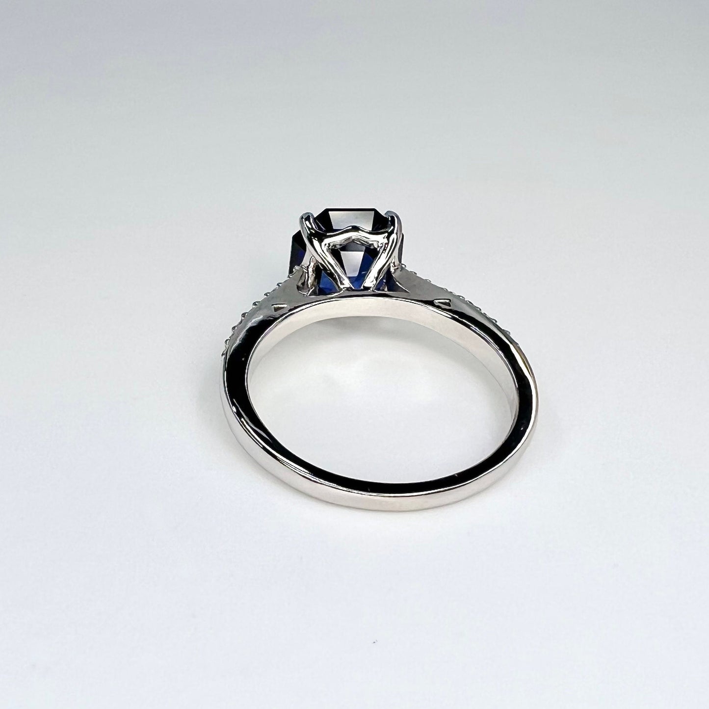 Blue Sapphire Engagement Ring For Women 14K White Gold, Sapphire Solitaire Engagement Ring, Octagon Cut Blue Sapphire Wedding Ring