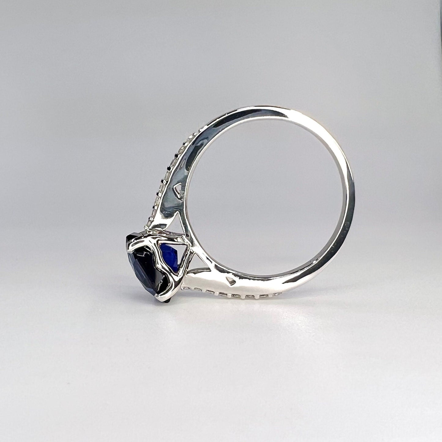 Blue Sapphire Engagement Ring For Women 14K White Gold, Sapphire Solitaire Engagement Ring, Octagon Cut Blue Sapphire Wedding Ring