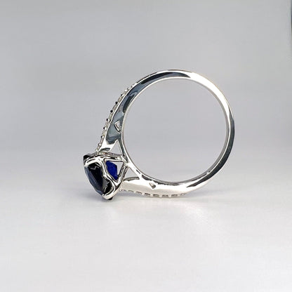 Blue Sapphire Engagement Ring For Women 14K White Gold, Sapphire Solitaire Engagement Ring, Octagon Cut Blue Sapphire Wedding Ring