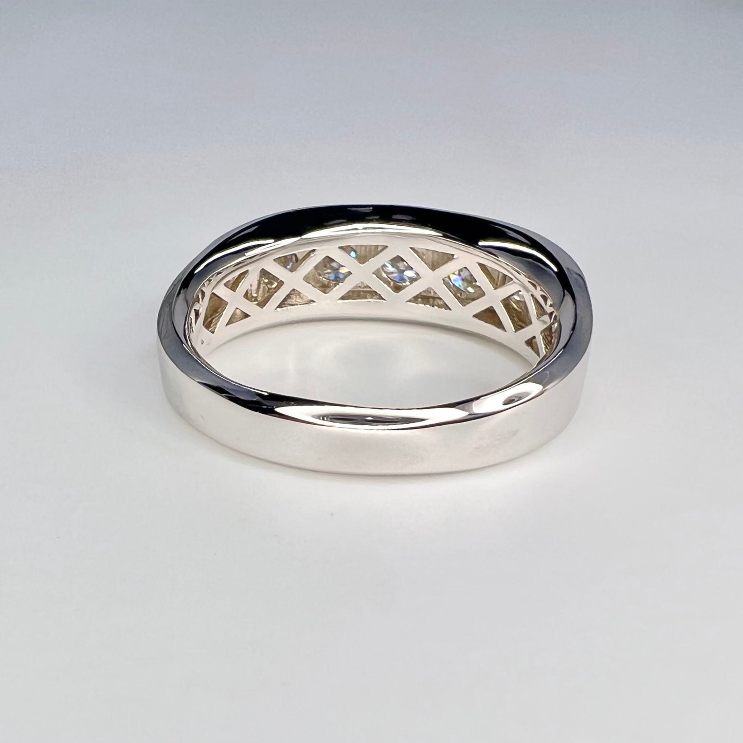 Mens Moissanite Wedding Band Yellow Gold Five Stone Moissanite Wedding Band Unique Mens Band Moissanite Anniversary Band Ring For Men  #7381