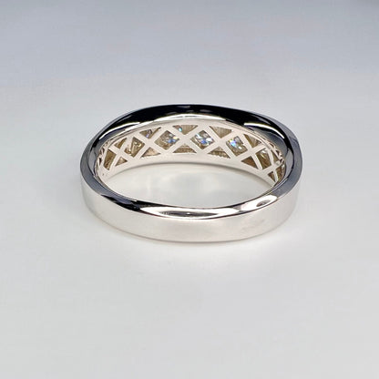 Mens Moissanite Wedding Band Yellow Gold Five Stone Moissanite Wedding Band Unique Mens Band Moissanite Anniversary Band Ring For Men  #7381
