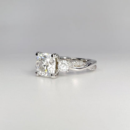 Cushion Cut Engagement Ring 14K White Gold , Cushion Cut Ring , Cushion Cut Moissanite Ring , Engagement Ring For Her, Twist Band Ring