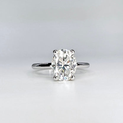 2 CTW Oval Cut Lab Grown Diamond Engagement Ring in 14K Solid Gold, Lab Created Diamond Solitaire Wedding Ring, Simple Diamond Ring
