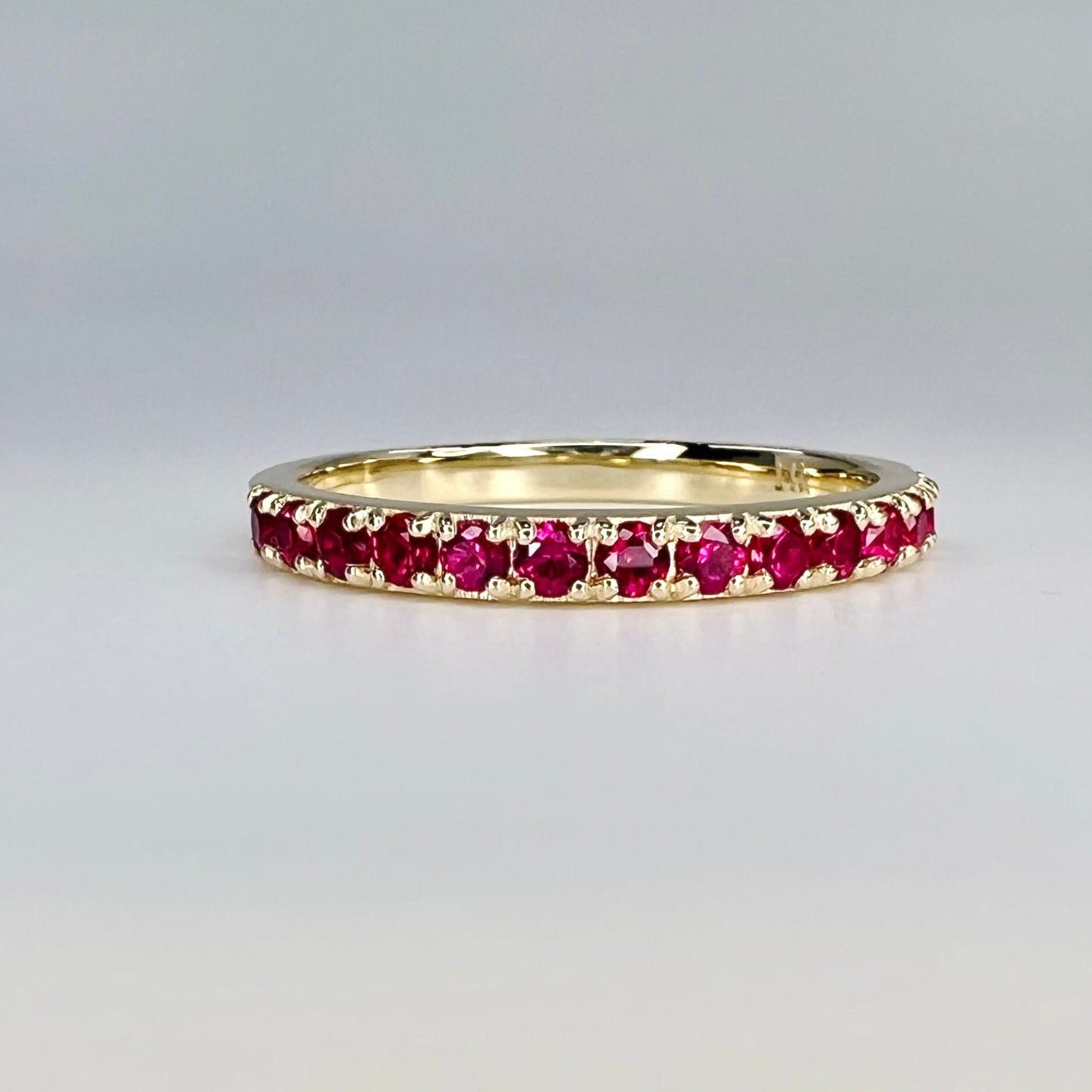 Ruby Wedding Band 14K Yellow Gold, Ruby Stacking Band, Minimalist Ruby Band, Dainty Wedding Band, Simple Band For Her, July Birthstone #5899