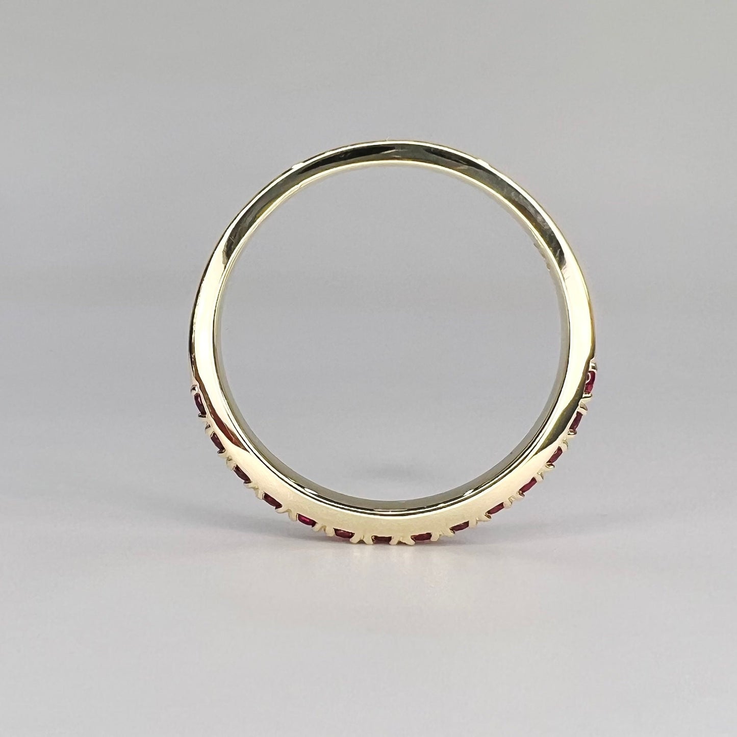 Ruby Wedding Band 14K Yellow Gold, Ruby Stacking Band, Minimalist Ruby Band, Dainty Wedding Band, Simple Band For Her, July Birthstone #5899