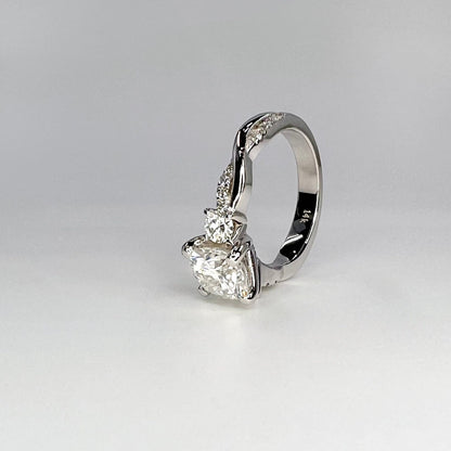 Cushion Cut Engagement Ring 14K White Gold , Cushion Cut Ring , Cushion Cut Moissanite Ring , Engagement Ring For Her, Twist Band Ring