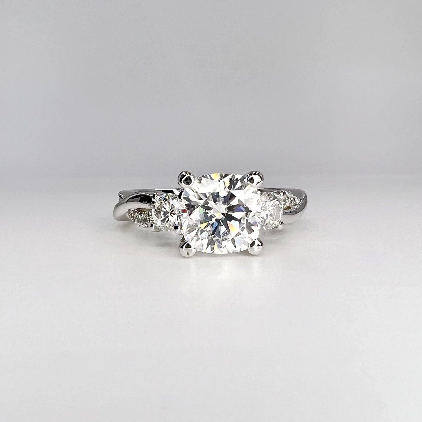 Cushion Cut Engagement Ring 14K White Gold , Cushion Cut Ring , Cushion Cut Moissanite Ring , Engagement Ring For Her, Twist Band Ring
