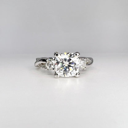 Cushion Cut Engagement Ring 14K White Gold , Cushion Cut Ring , Cushion Cut Moissanite Ring , Engagement Ring For Her, Twist Band Ring