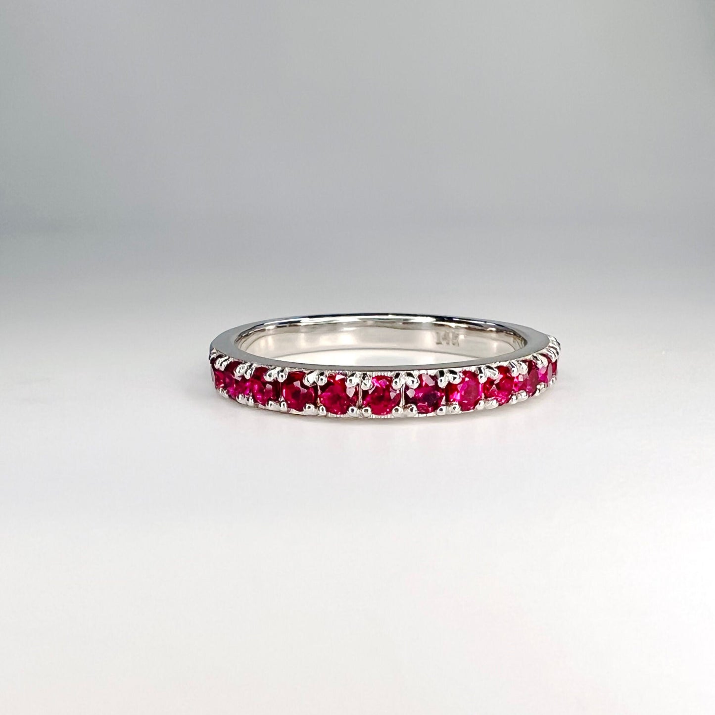 Ruby Wedding Band 14K Yellow Gold, Ruby Stacking Band, Minimalist Ruby Band, Dainty Wedding Band, Simple Band For Her, July Birthstone #5899